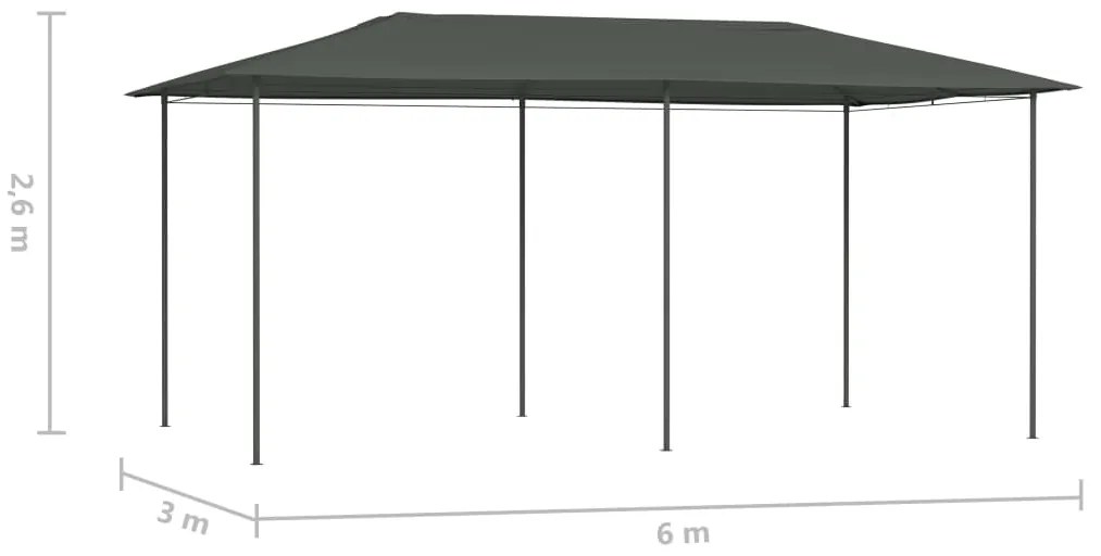 Gazebo 2,98x5,3x2,59 m 160 g/m² antracite
