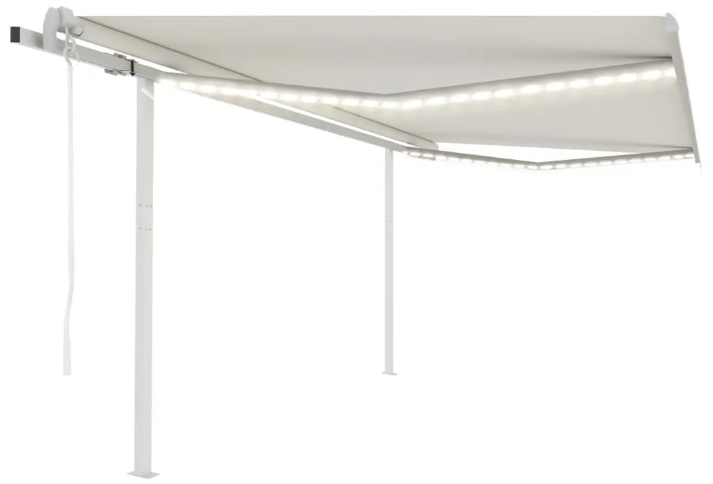 Toldo automático c/ LED e sensor de vento 4,5x3,5 m cor creme