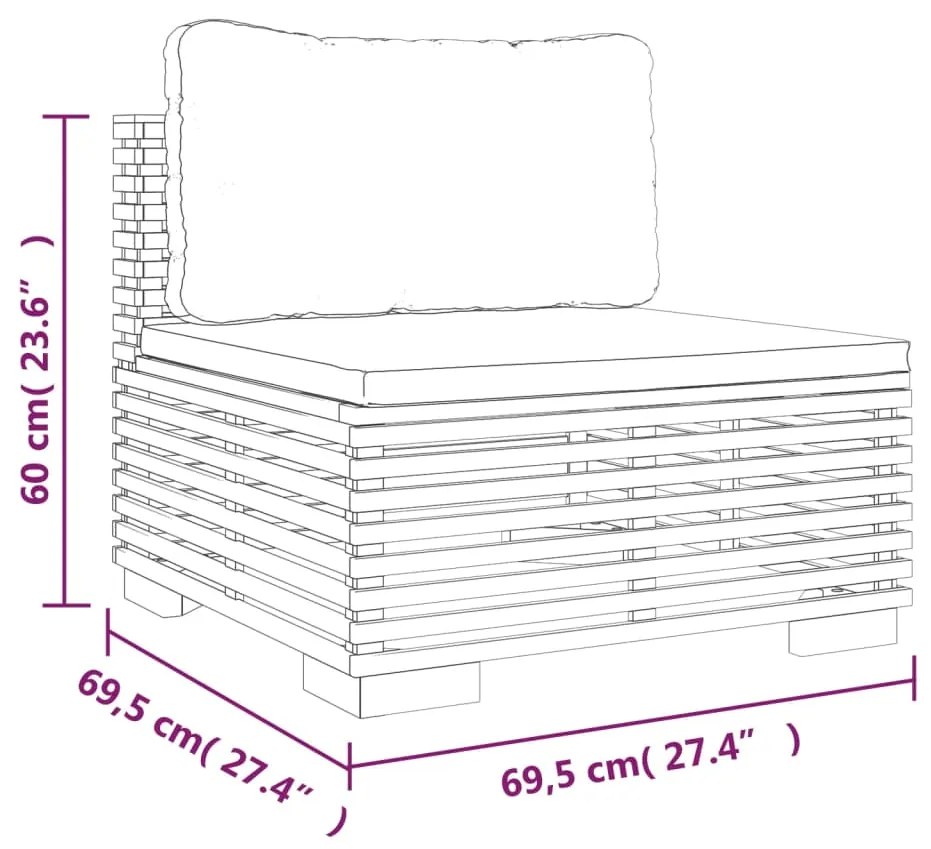 4 pcs conjunto lounge jardim c/ almofadões madeira teca maciça