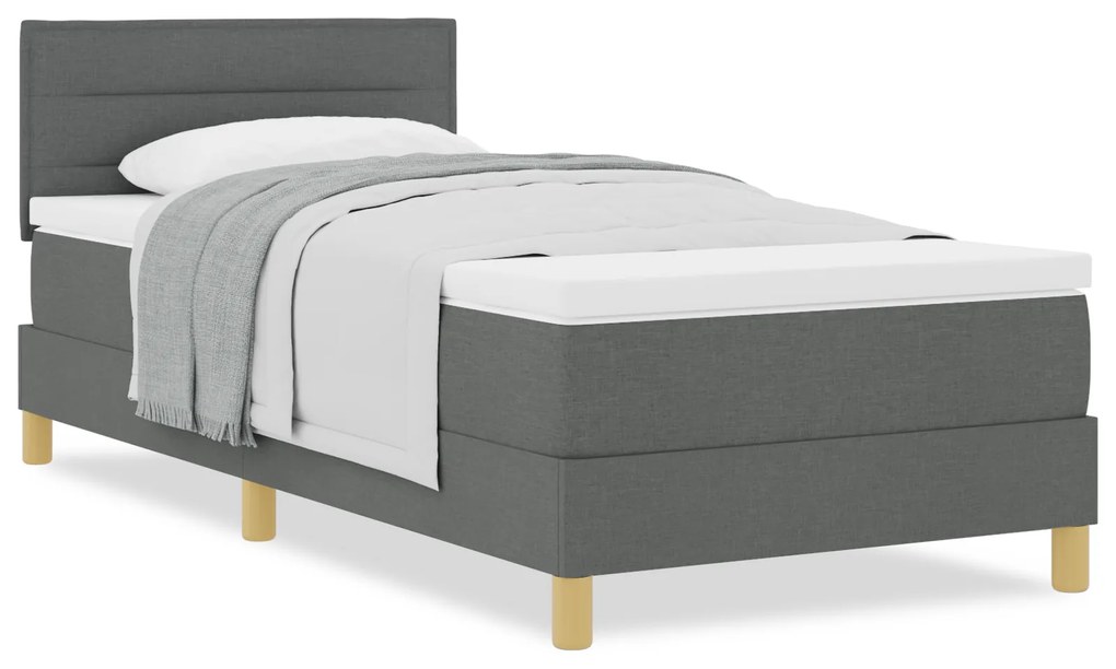 Cama Box Spring com Colchão Cinza Escuro 90x190 cm Tecido