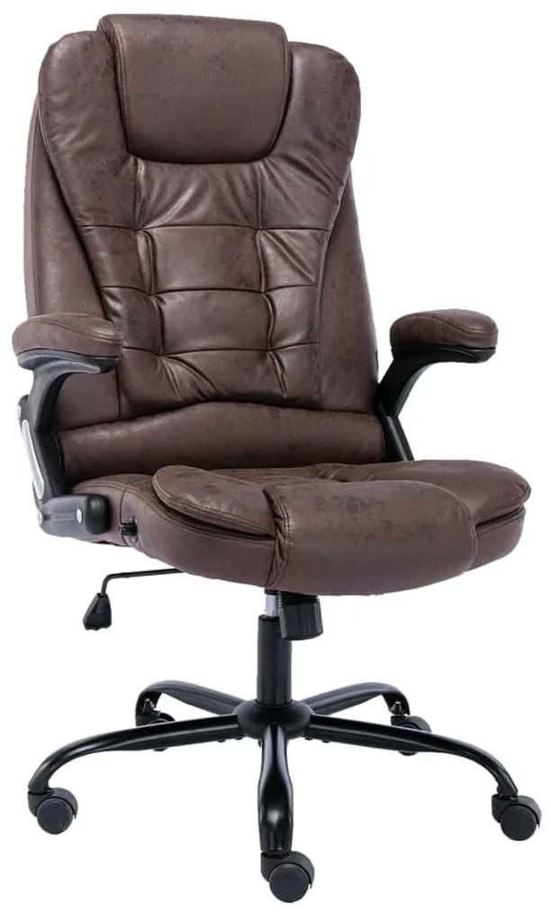 Cadeira de escritório couro genuíno castanho-escuro
