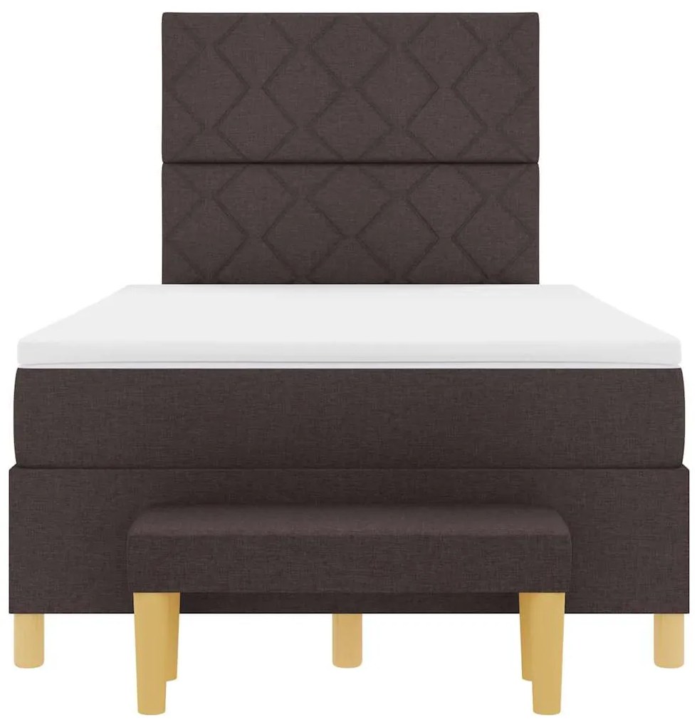 Cama Box Spring com Colchão e Banco Marrom Escuro 120x200 cm Tecido
