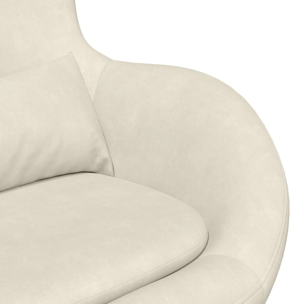 Cadeira de Ovo vidaXL Veludo Creme