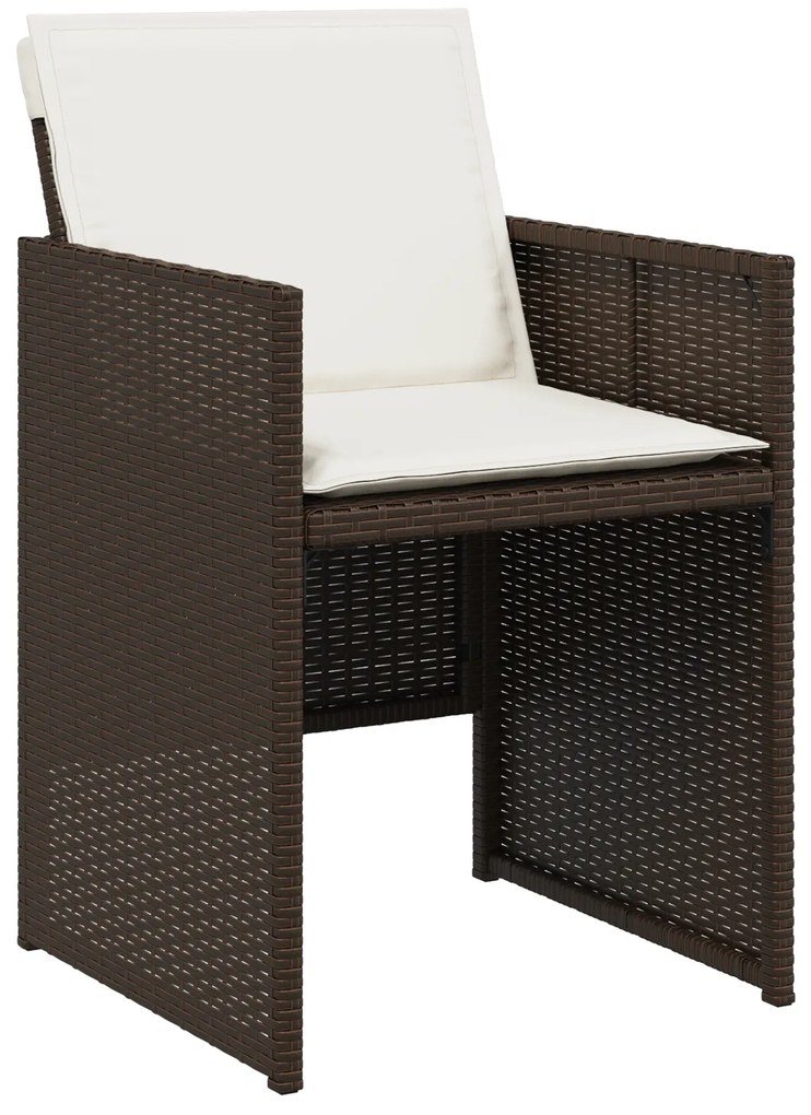 Conjunto de Jantar de 5 Peças com Almofadas Rattan Poliéster Castanho