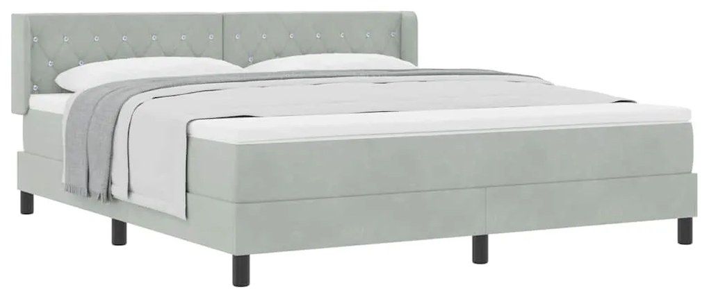 Camaspring vidaXL com colchão Cinza claro 180x200 cm Veludo