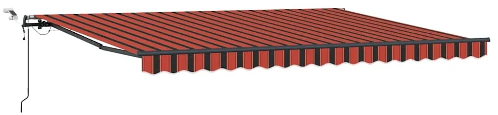 Toldo Retrátil Automático com LED em Laranja e Castanho, 450x300 cm