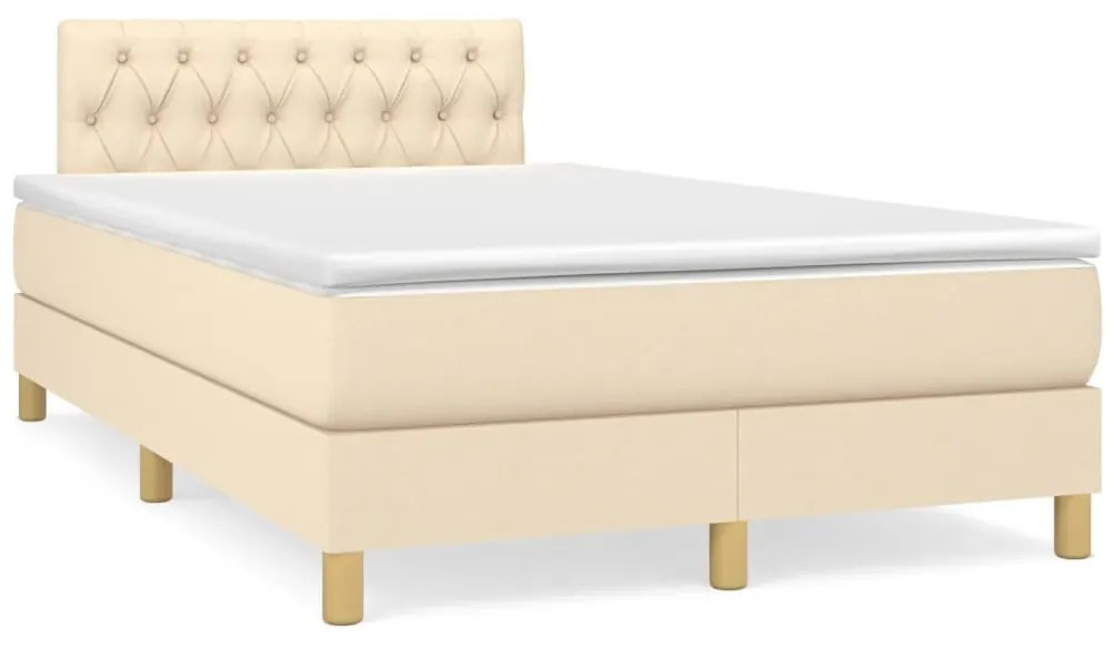 vidaXL Cama boxspring com colchão 120x190 cm tecido cor creme