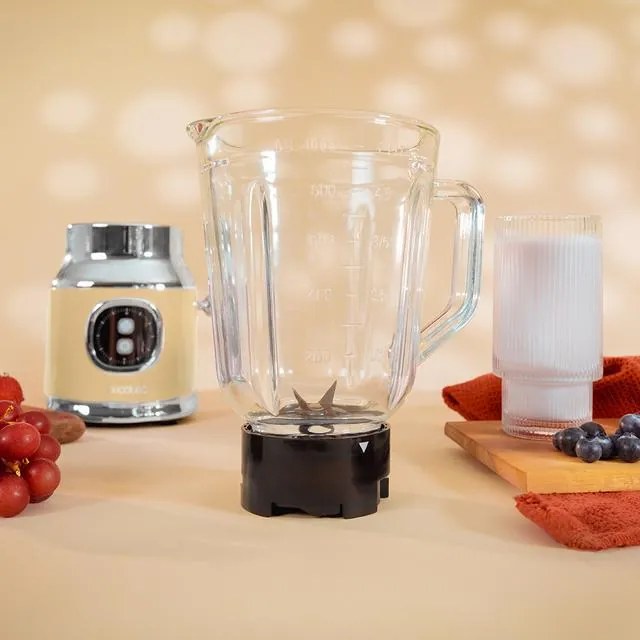 Liquidificador de copo RetroTwist Yellow de 800 W e com revestimento de titânio preto