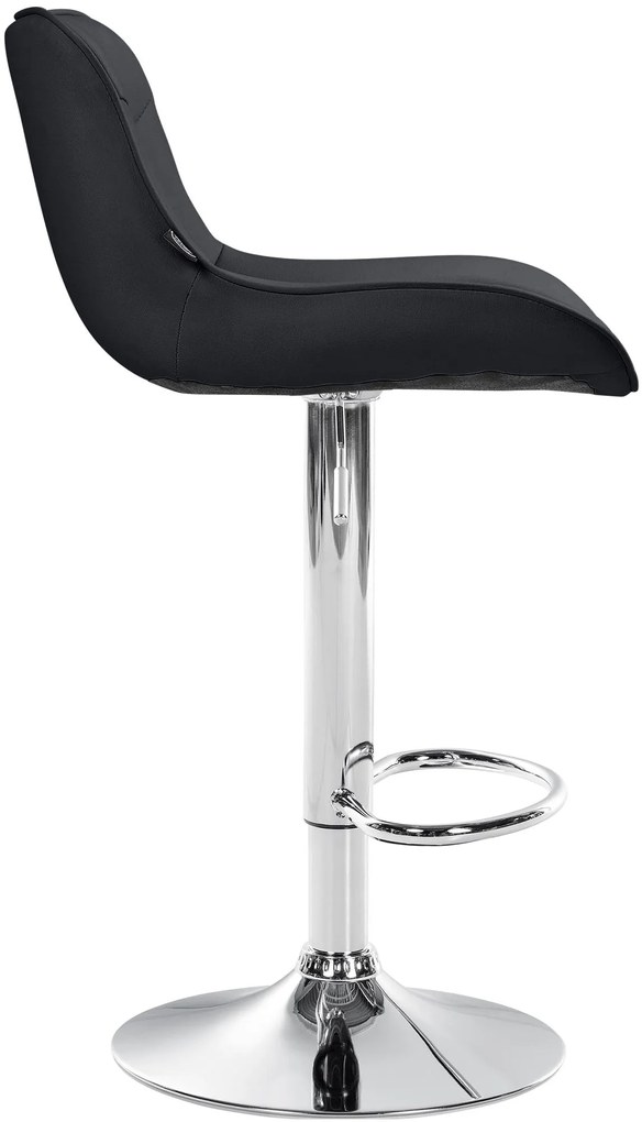 Banco alto em couro sintético com estrutura prateada 85-106 x 49 x 51 cm preto