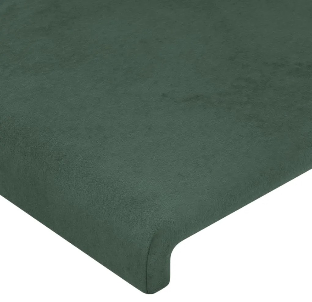 Cabeceira de cama c/ LED veludo 144x5x118/128 cm verde-escuro