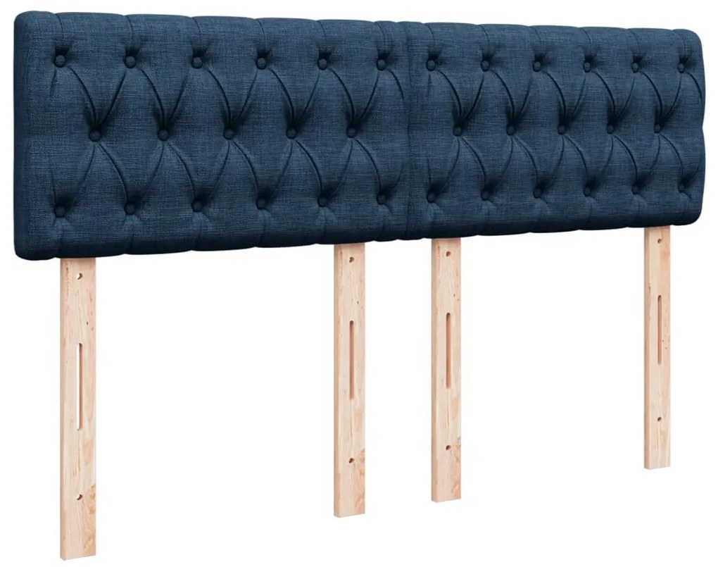 Cama com molas/colchão 160x200 cm tecido azul
