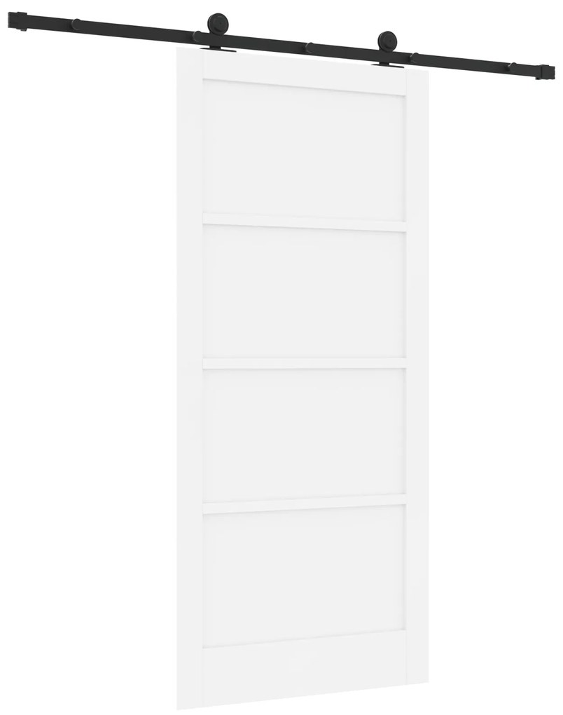 Porta Deslizante da vidaXL com Conjunto de Ferragens Brancas 93x202 cm