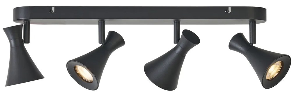 Foco de teto moderno preto 4 luzes giratório e inclinável - Triangle