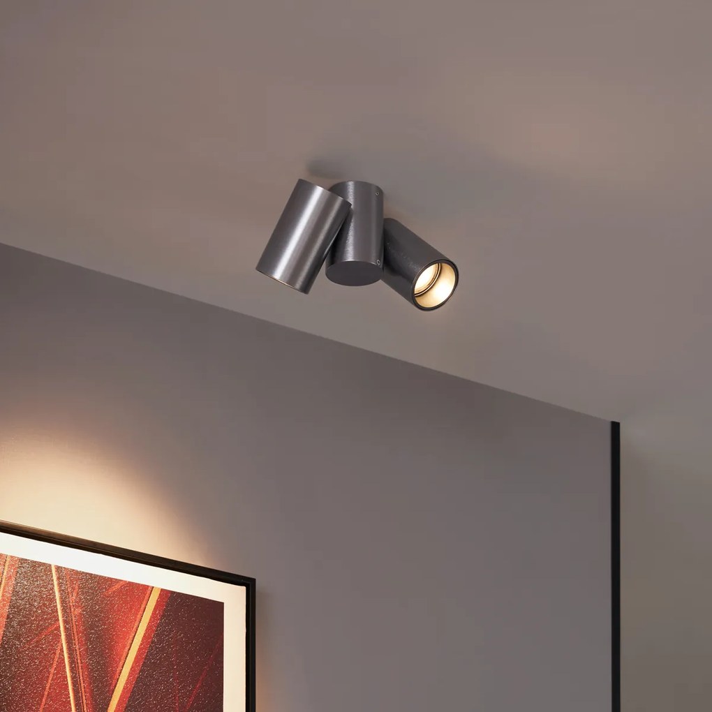 Foco embutido de design, metal cinzento escuro, GU10, 50mm, 2 luzes, inclinável - Michael