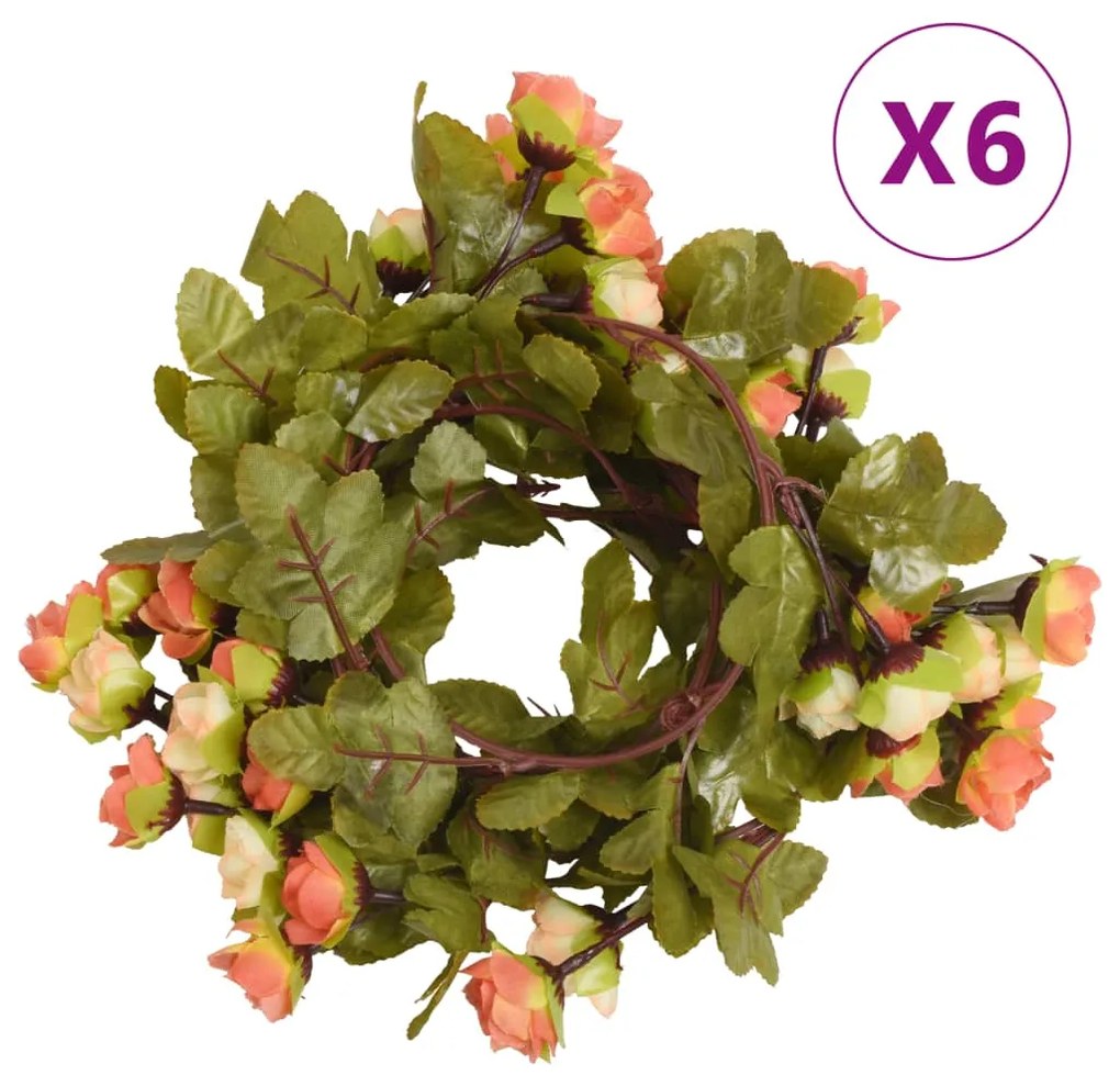 vidaXL Grinaldas de flores 6 pcs 215 cm vermelho pôr-do-sol