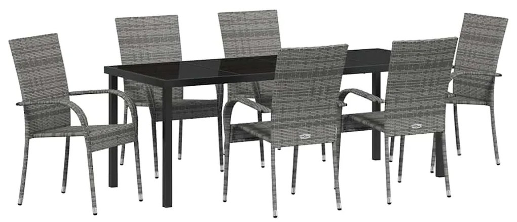 Conjunto de Jantar para Jardim 7 pcs Cinzento Standard