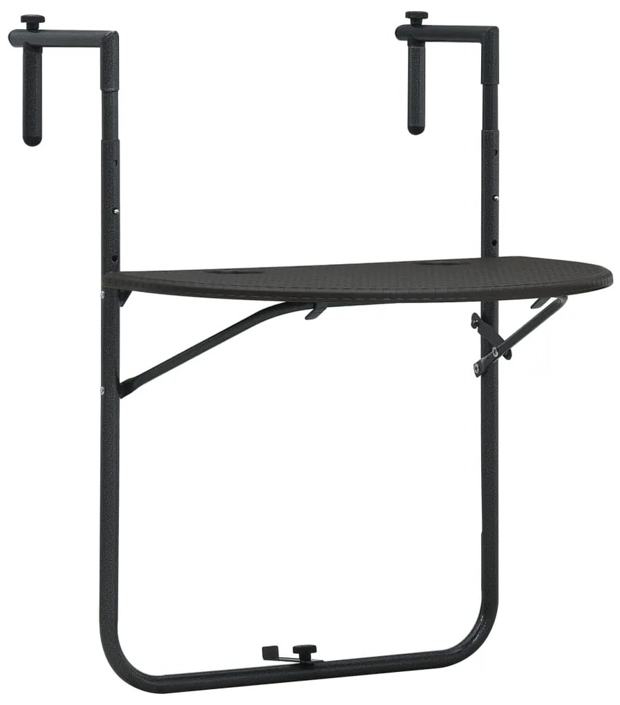 47895 vidaXL Mesa varanda pendurar 60x64x83,5cm plástico aspe. vime castanho
