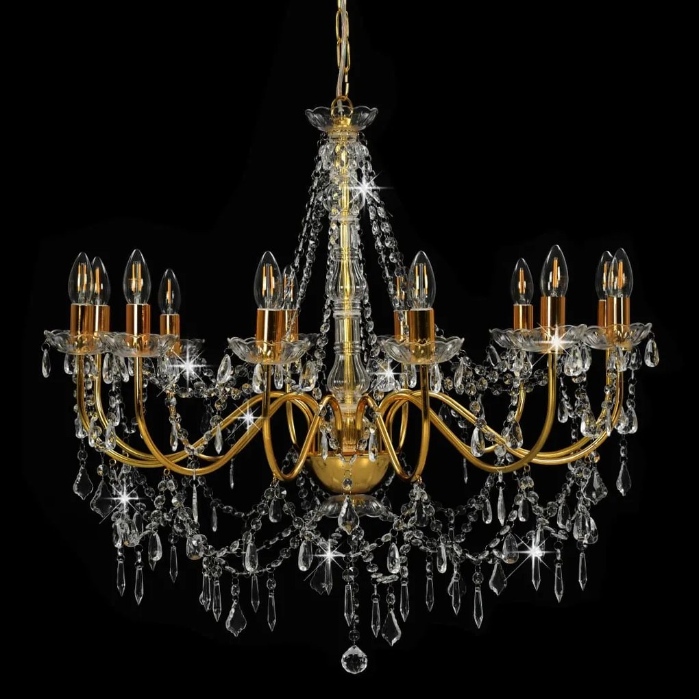 Lustre com contas lâmpadas 12 x E14 dourado