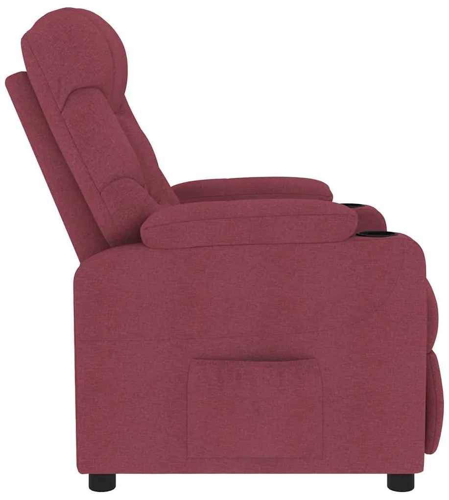 Poltrona de massagens elétrica reclinável tecido vermelho tinto