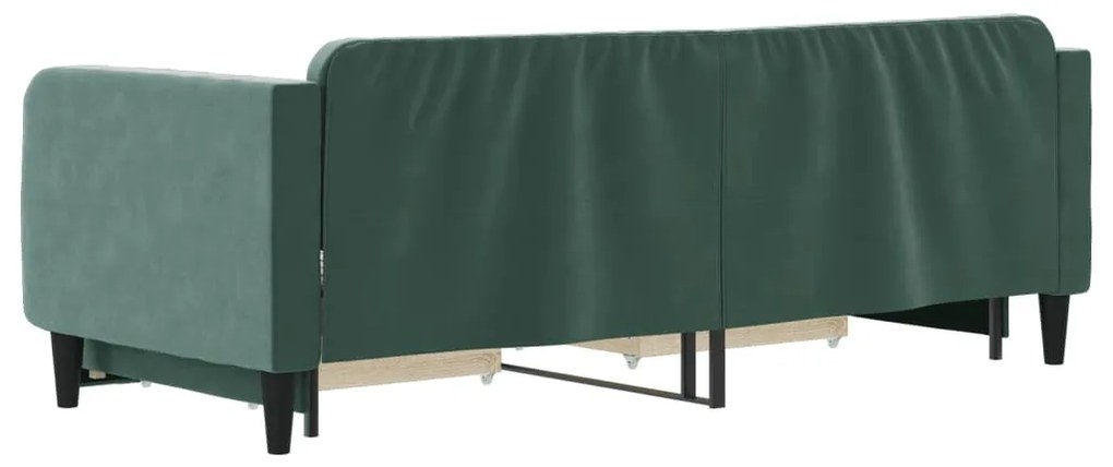 Sofá-cama c/ gavetão e gavetas 80x200cm veludo verde-escuro