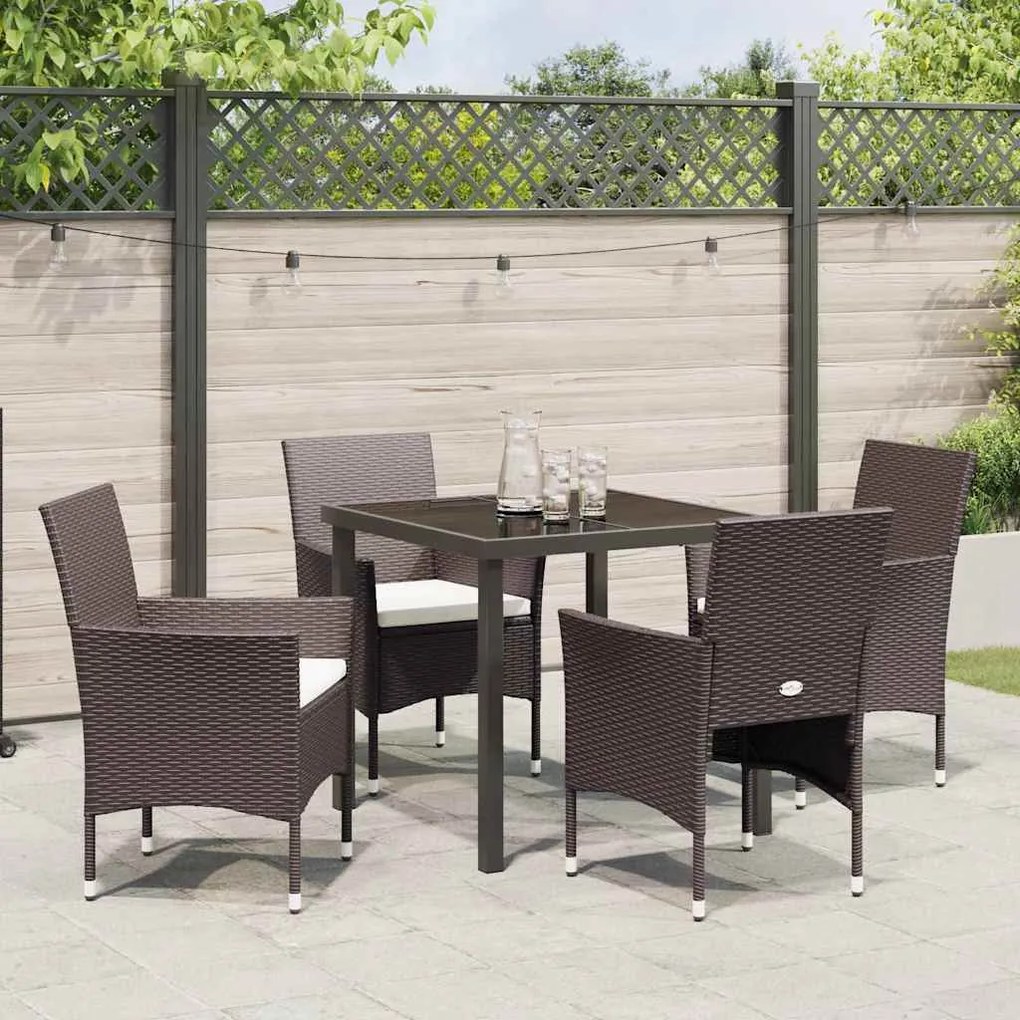 Conjunto de Jantar para Jardim com 5 Peças em Rattan Sintético Marrom