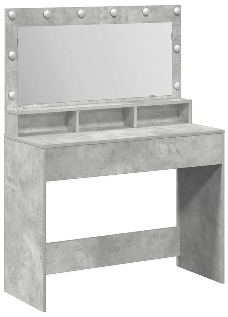 Mesa de Maquilhagem com Luzes LED Cinza Concreto 100x41x135 cm