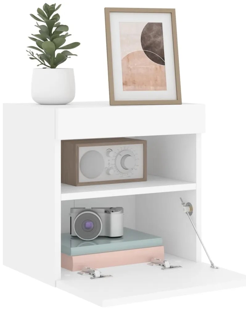 Móvel de parede para TV com luzes LED 40x30x40 cm branco