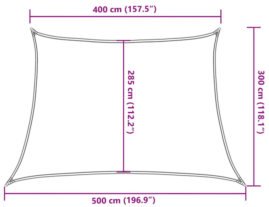 Para-sol estilo vela 160 g/m² 4/5x3 m PEAD bege