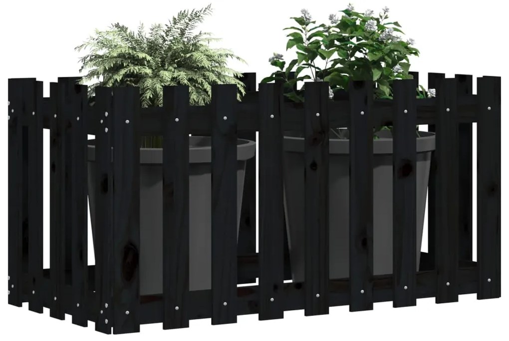 Canteiro elevado c/ design cerca 100x50x70cm pinho maciço preto