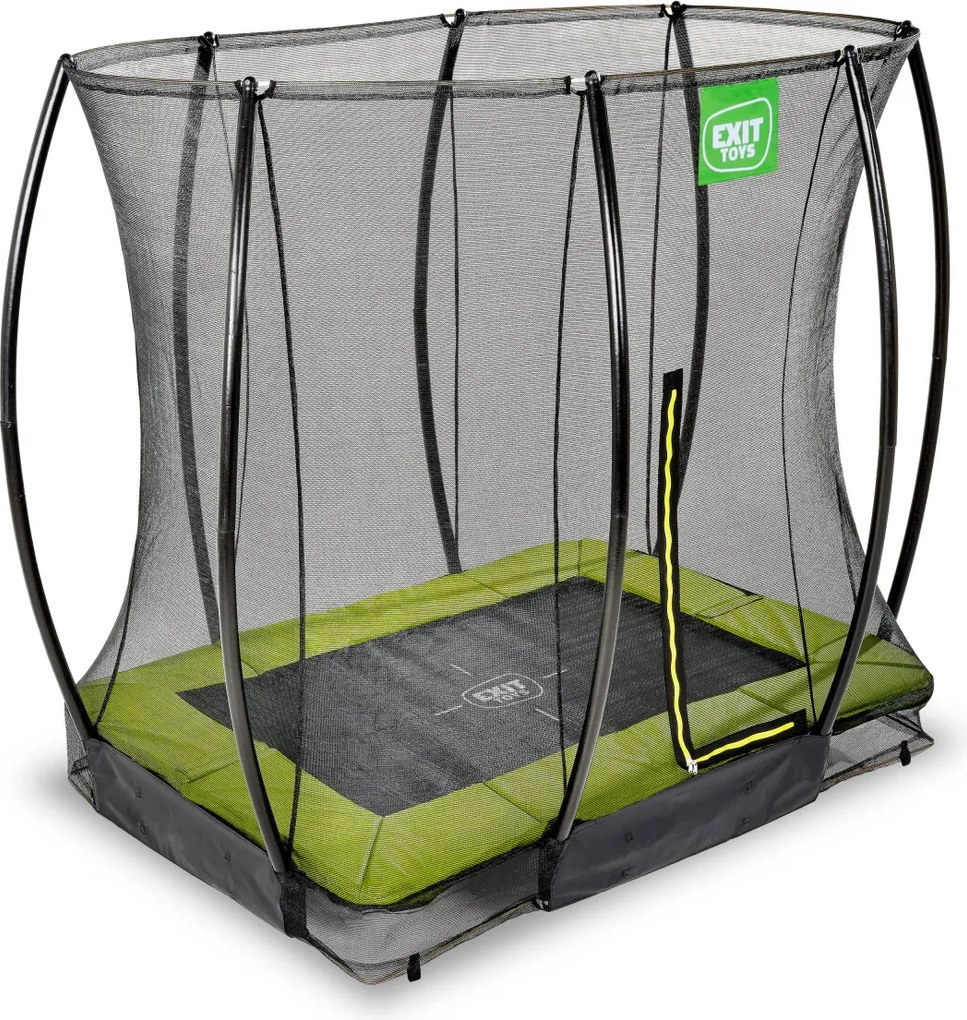 Trampolim retangular de solo Silhouette 153 x 214 cm com rede de segurança - verde
