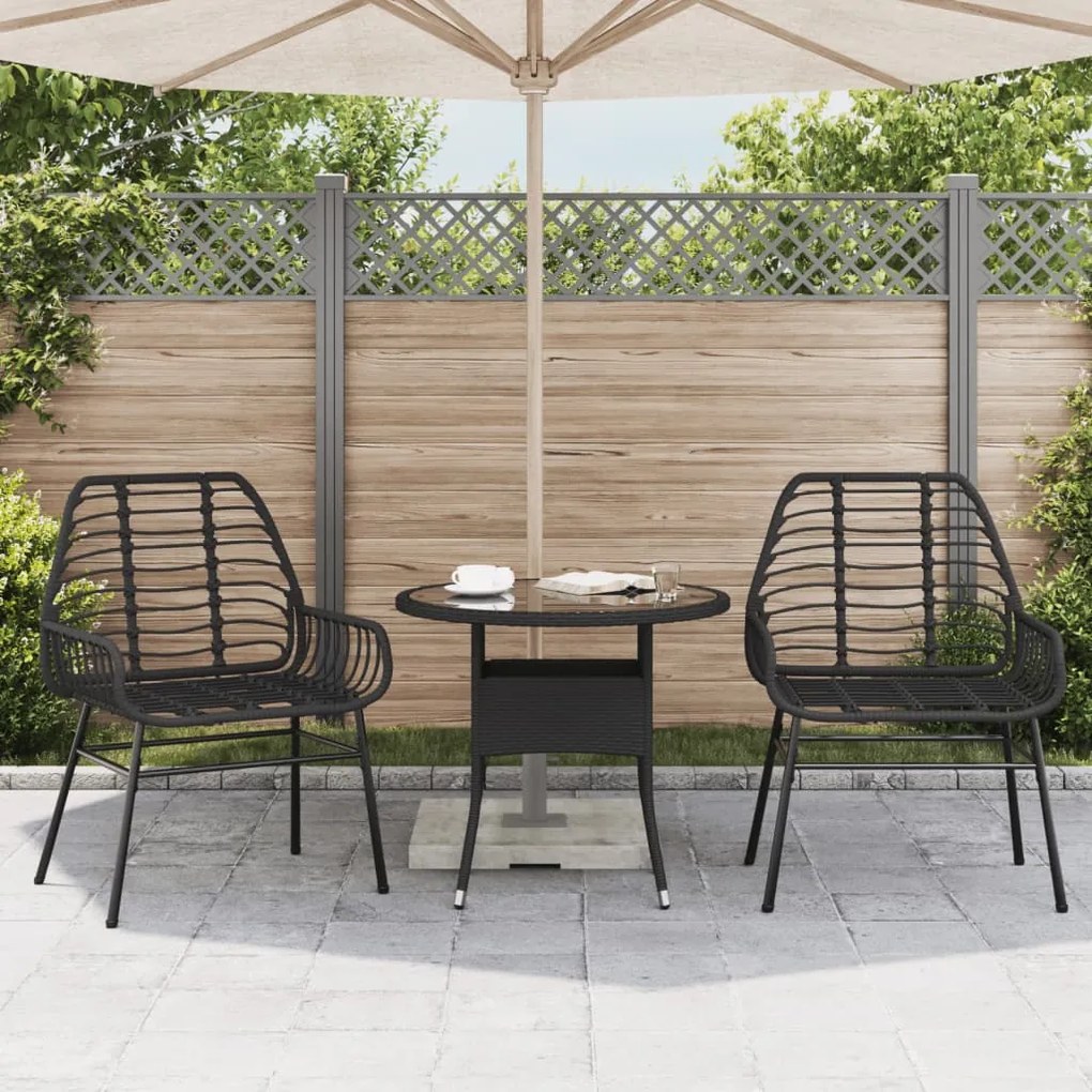 Conjunto 2 cadeiras de jardim, vime, preto