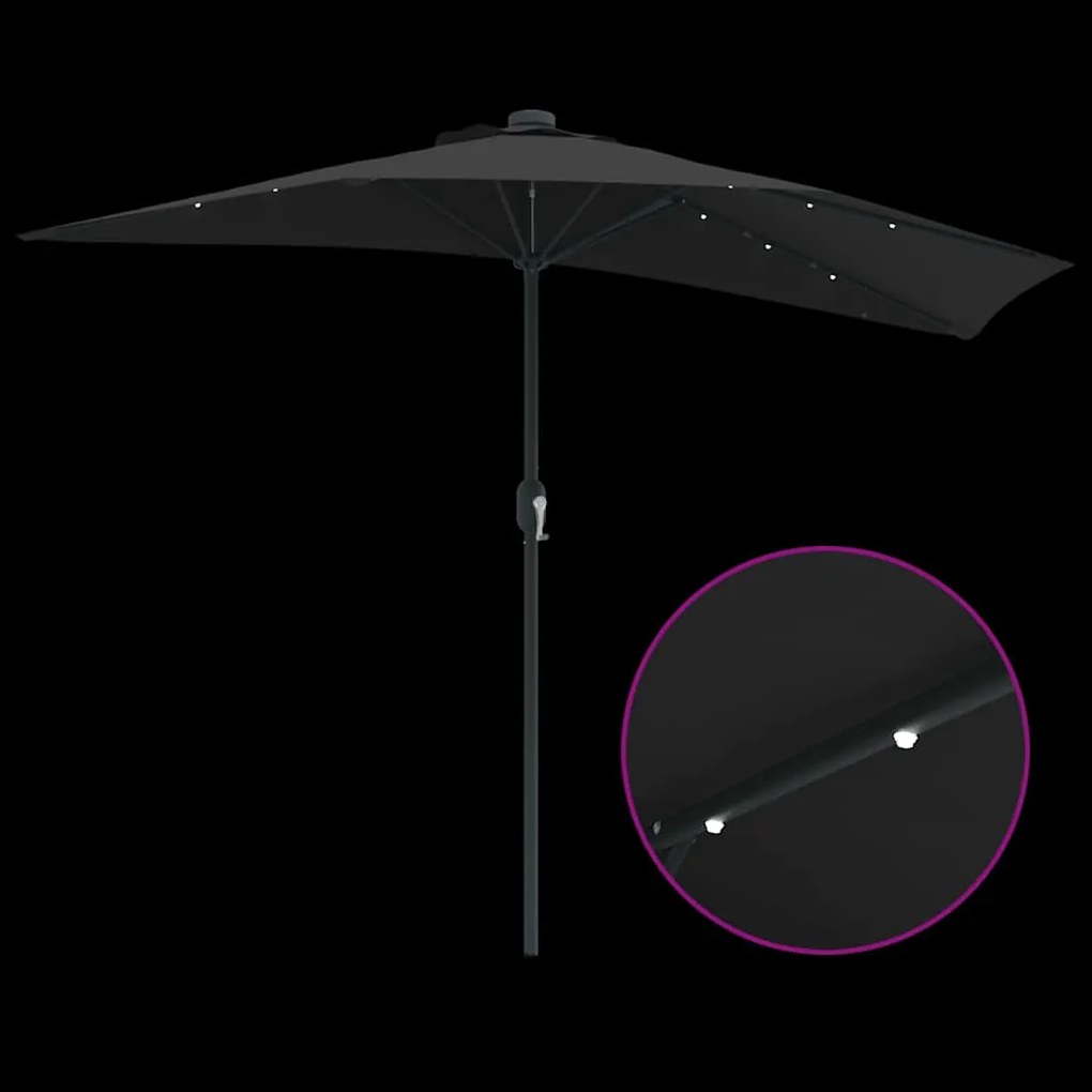 Guarda-sol de Jardim Preto 294 x 150 x 224 cm tecido