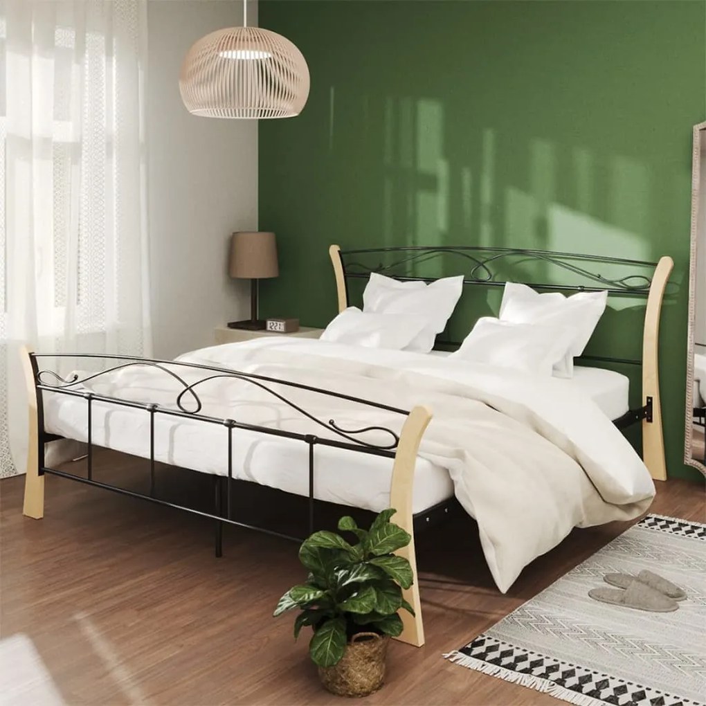 vidaXL Estrutura de cama em metal 160x200 cm preto