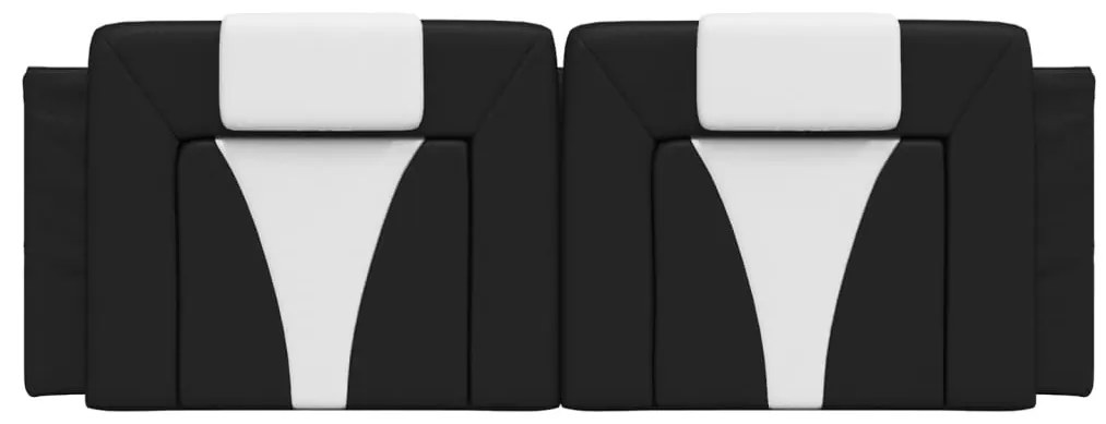 Almofadão de cabeceira 140 cm couro artificial preto e branco