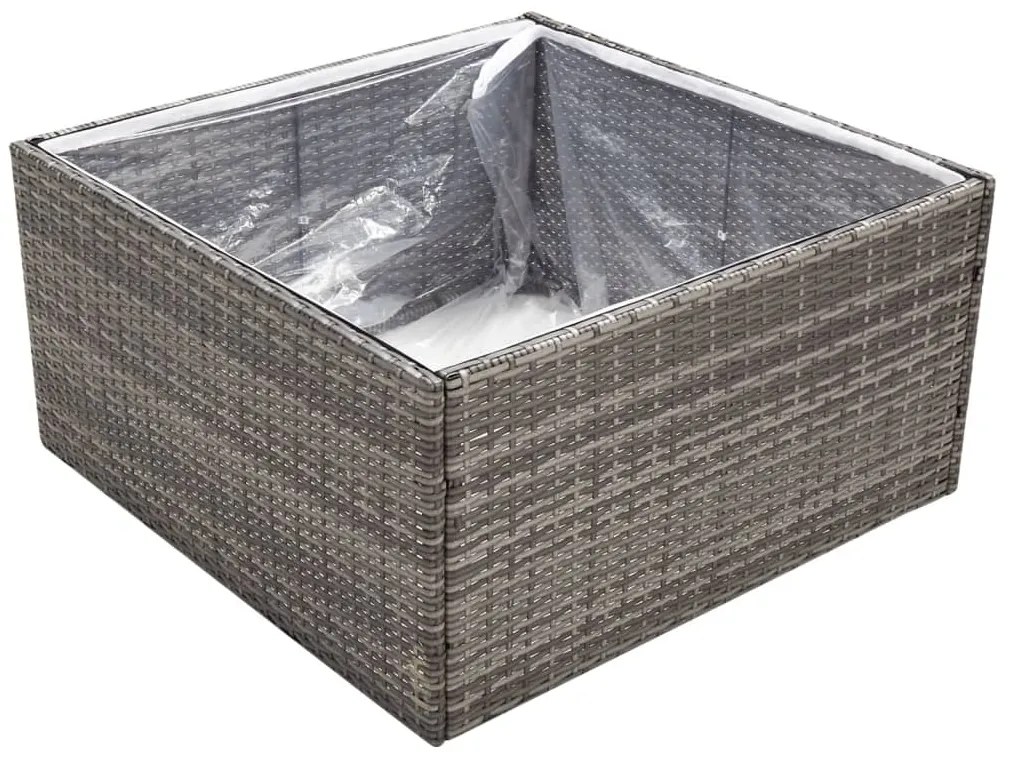 Vaso/floreira de jardim 80x80x40 cm vime PE cinzento