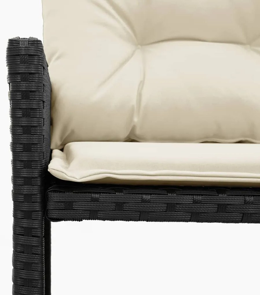Sofá de jardim em forma de L c/ mesa e almofadões vime PE preto