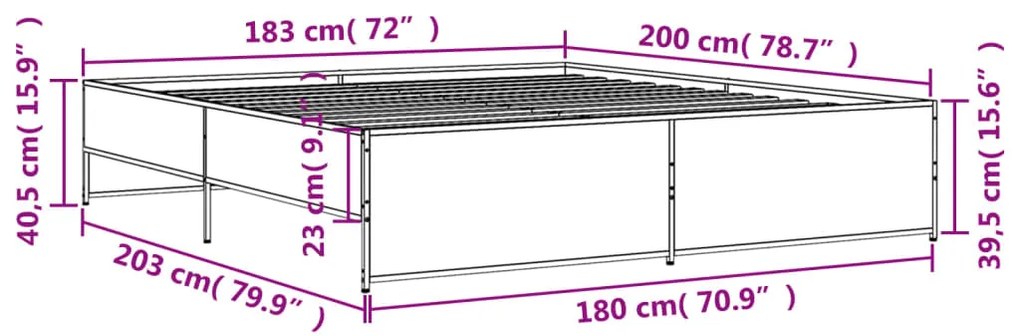 Estrutura de cama 180x200 cm derivados madeira/metal