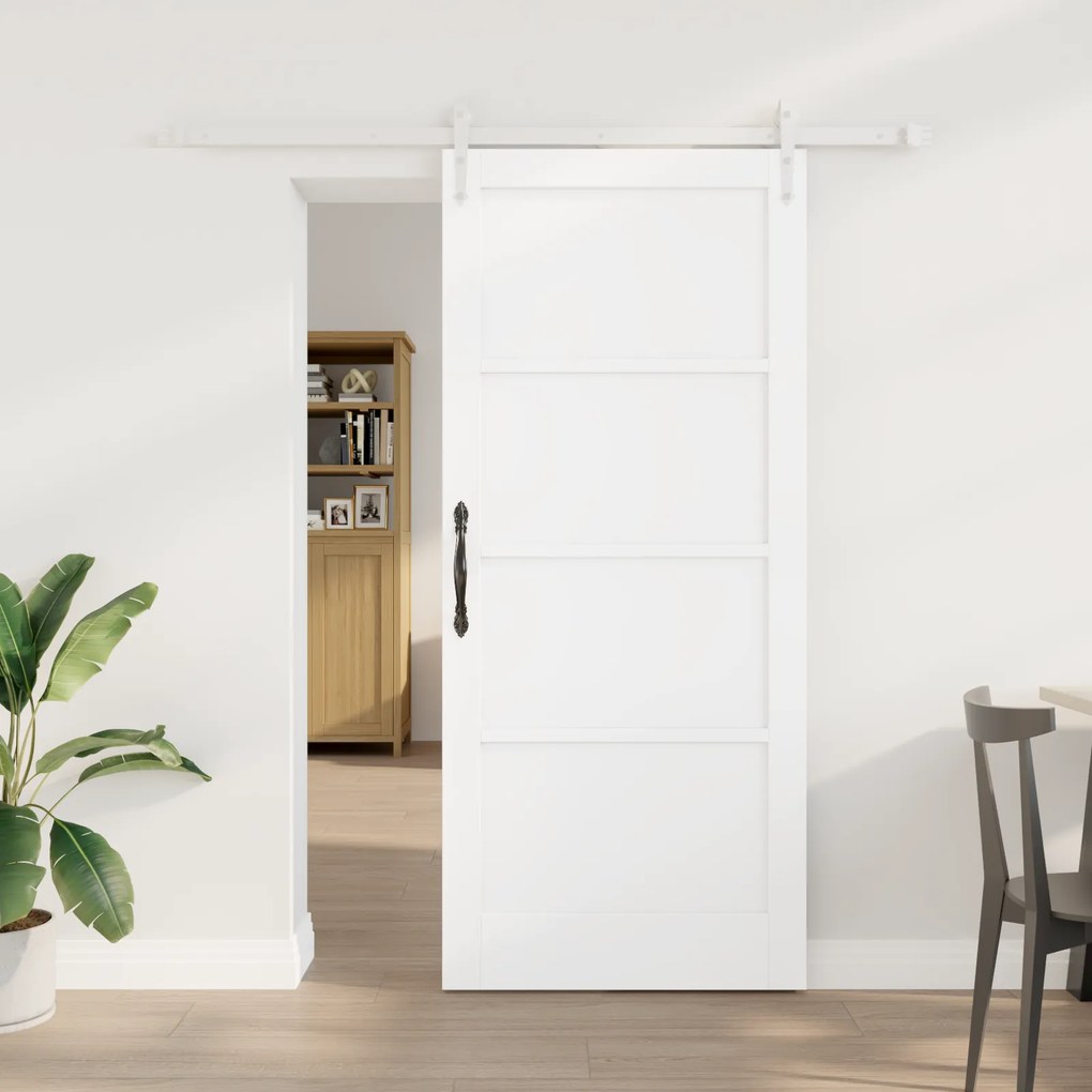 Porta Deslizante vidaXL com Conjunto de Hardware Branco 78x202 cm Made