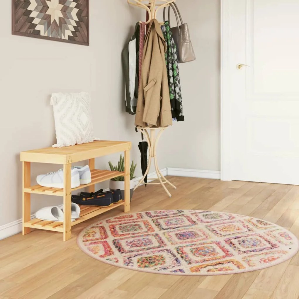 vidaXL Tapete lavável antiderrapante Ø 120 cm multicor