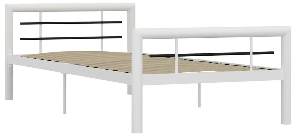 Estrutura de cama 100x200 cm metal branco e preto