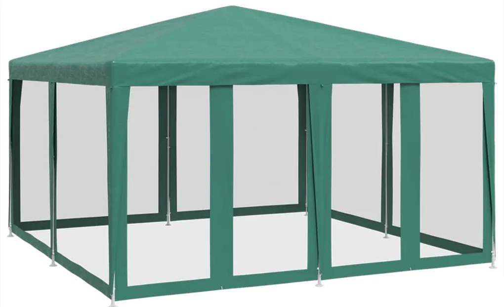 Tenda p/ festas c/ 8 paredes laterais em rede 4x4 m PEAD verde