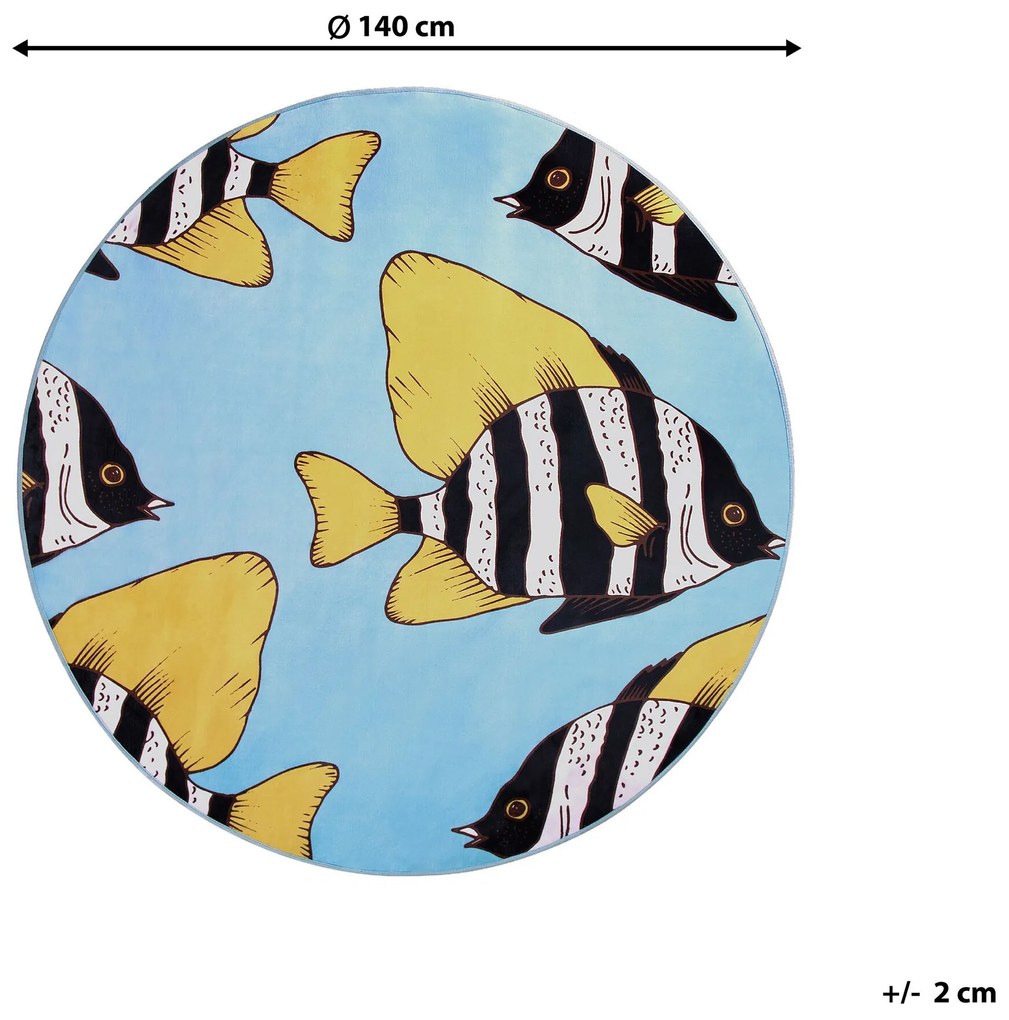 Tapete redondo com padrão de peixes ⌀ 140 cm FIZME Beliani