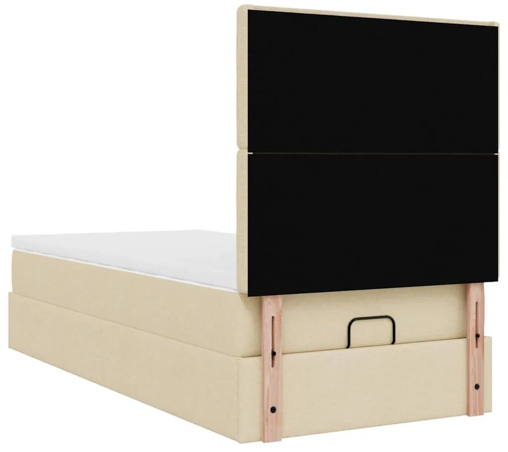 Cama otomana com colchão 90x200 cm tecido creme