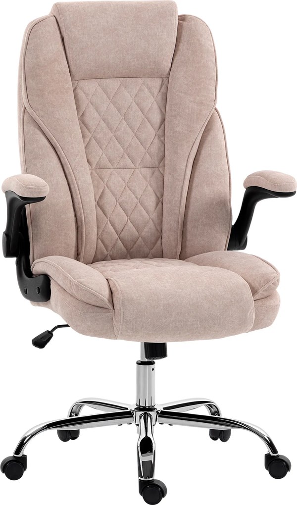 Cadeira de escritório, cadeira ergonómica, altura ajustável, braços rebatíveis, 70 x 70 x 114-122 cm, rosa