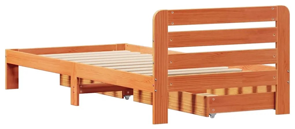 Cama sem colchão 75x190 cm madeira de pinho maciça castanho-mel