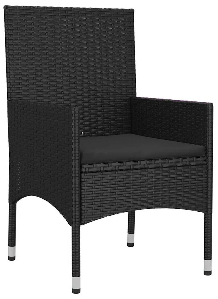 6 pcs conjunto lounge de jardim c/ almofadões vime PE preto