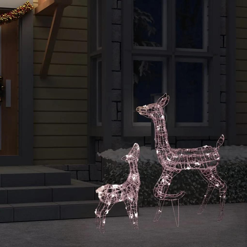 Família de renas decorativa 160 LEDs acrílico branco quente