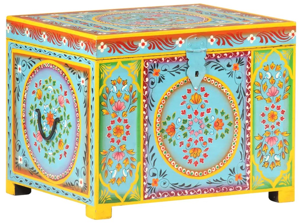 vidaXL Caixa de arrumação pintada à mão 50x40x40 cm mangueira maciça