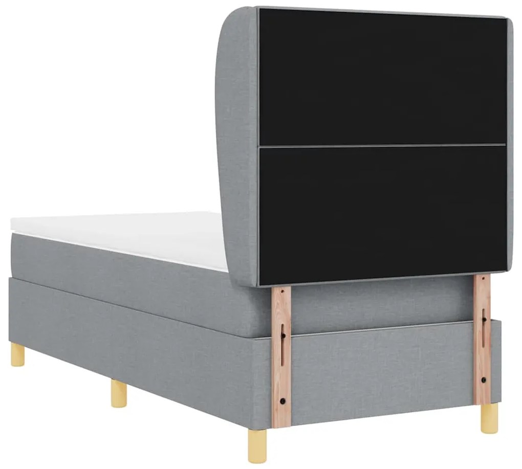 Cama Box Spring vidaXL com Colchão Cinza Claro 100x200 cm Tecido
