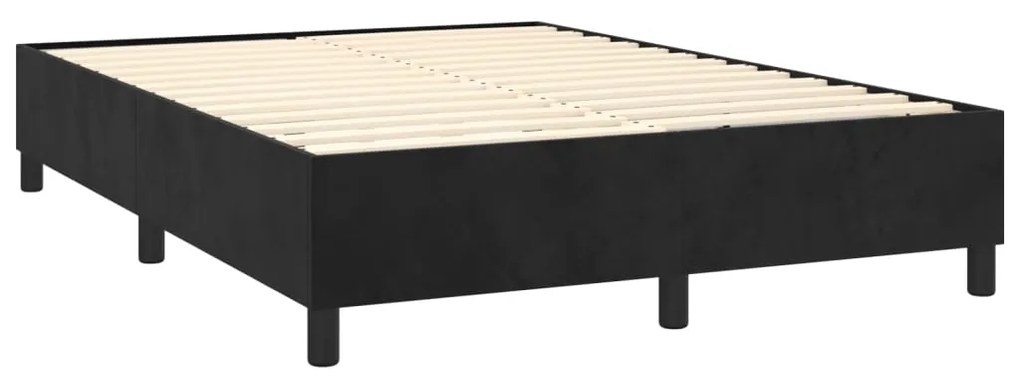 Estrutura de cama sem colchão 140x190 cm veludo preto
